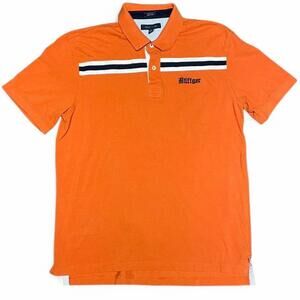 Tommy Hilfiger Y2K Skater Orange Old English Embroidered Striped Polo XXL